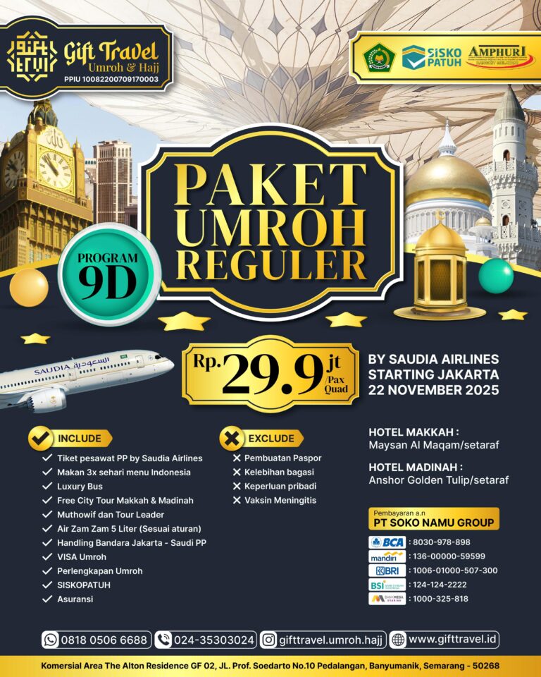 umroh 9 hari, 22 november 2025