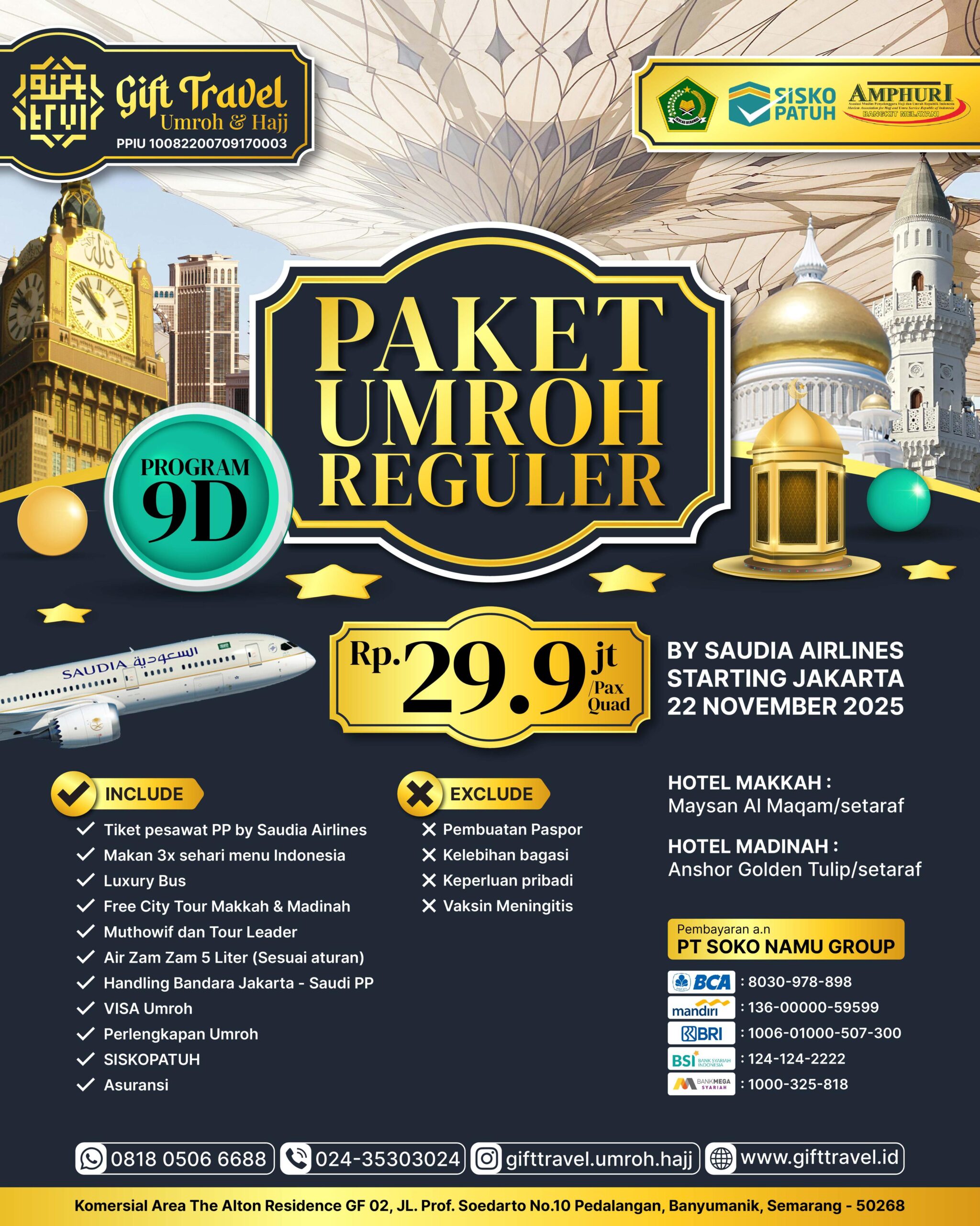 umroh 9 hari, 22 november 2025